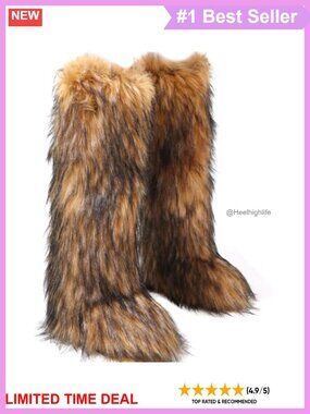 Faux Fur Knee-High Winter Boots Fuzzy Snow Boots Cozy Lined